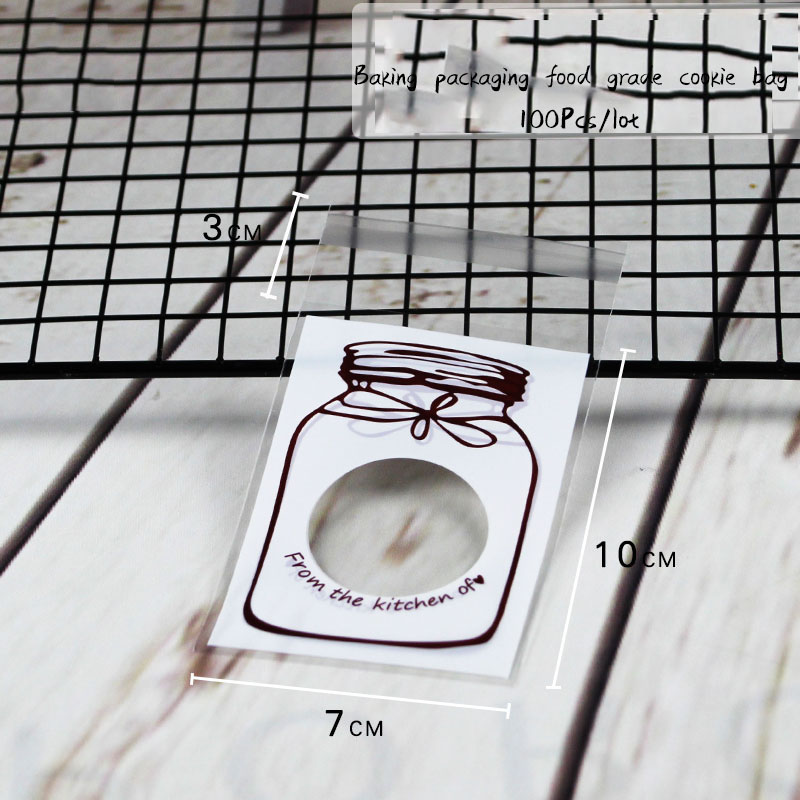 

100pcs/lot Cookies Self Adhesive Bag Handmade White Transparent Candy Bottle Soap Biscuits Wedding Festival Party Gift Bag 7x10