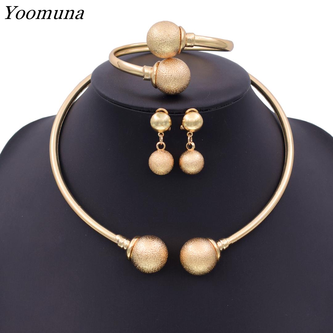 

New Arrivals african Rose Gold jewelry sets ethiopian Spherical Ball Geometric Set necklace nigerian Wedding Party Jewelry Set, As pic