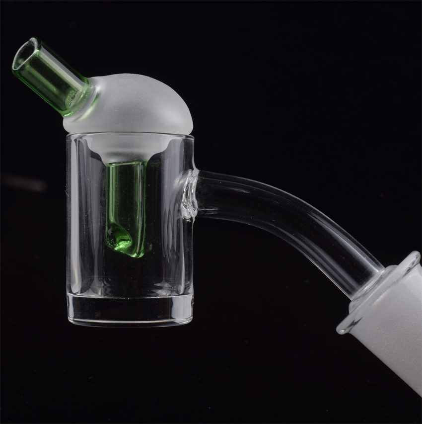 

DHL Latest 5mm Thick Clear Bottom 10mm Quartz Banger 14mm 18mm 45&90Â° with colored glass UFO carb cap For Bongs Dab Rigs