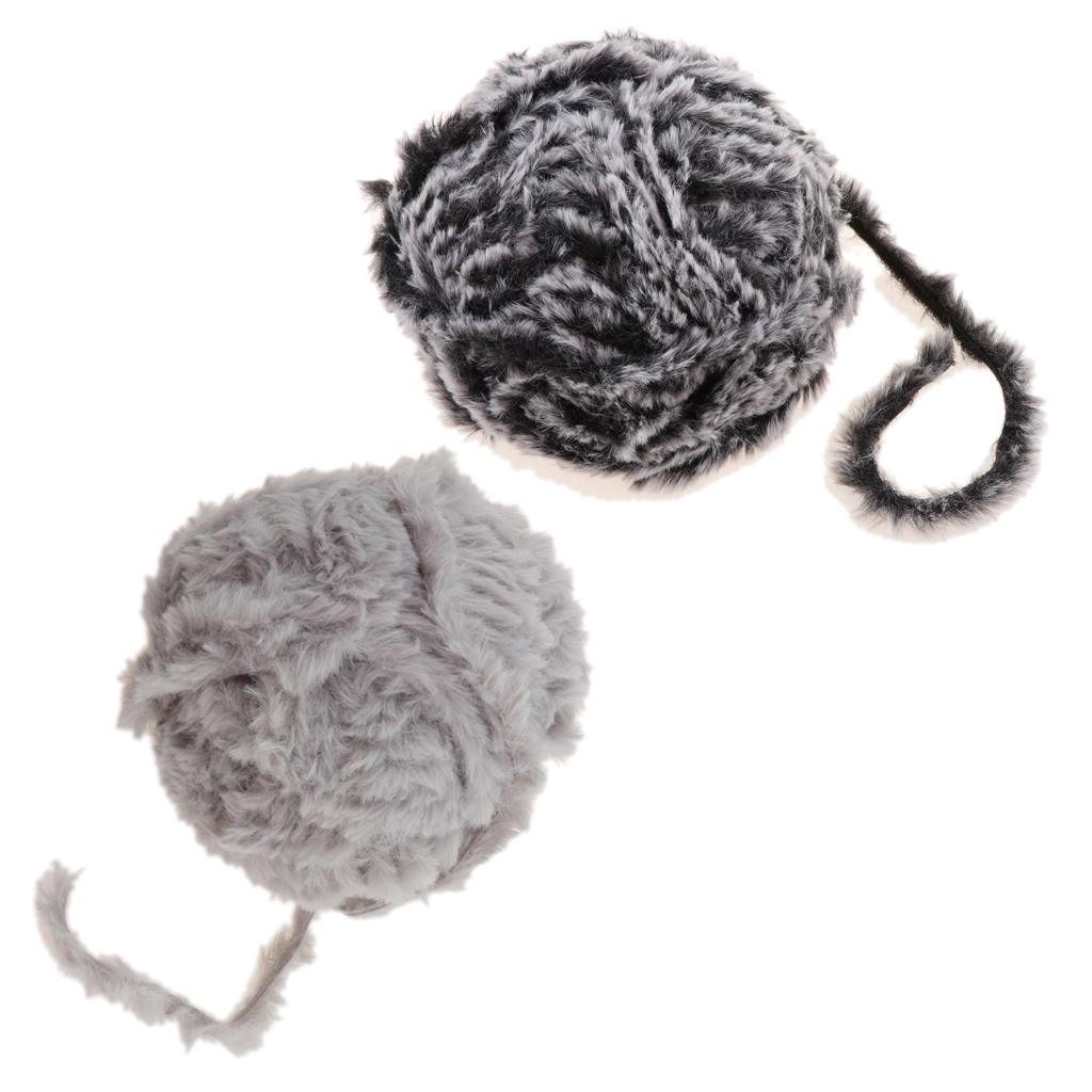 

2 pieces 32 meters knitting faux fur yarn woven for sweater scarf hats blankets knitting, Black;white