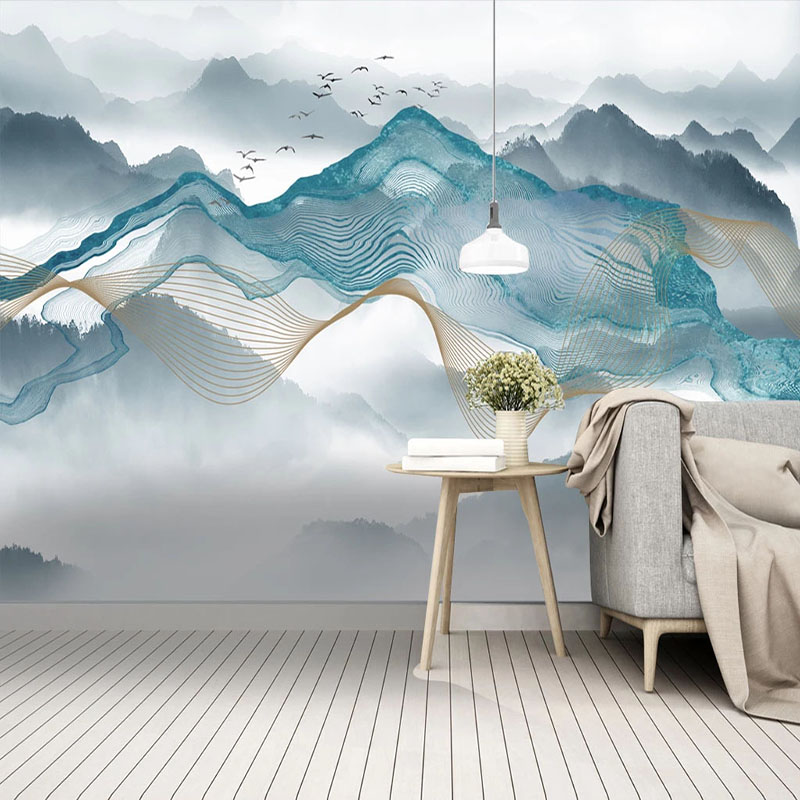 

Custom Photo Wallpaper Modern Abstract Lines Ink Landscape Murals Living Room TV Sofa Bedroom Study Home Decor Papel De Parede, As pic