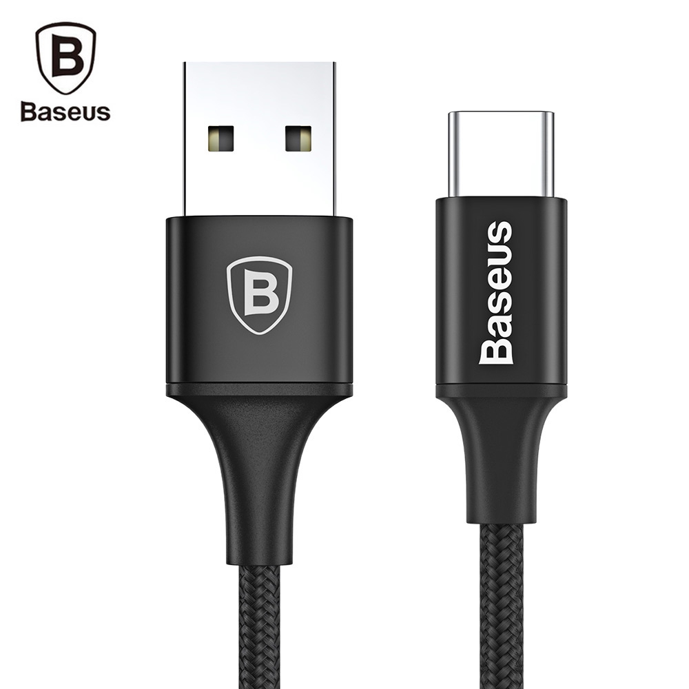 

New Baseus Rapid Series Type-C Cable 2A Fast Charging Data Transmission Cord with Indicator Light 25CM, Black