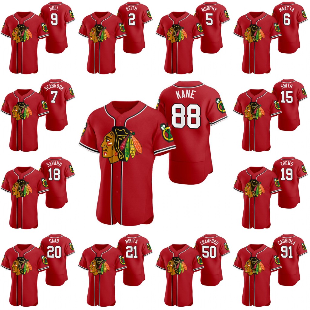 

88 Patrick Kane Chicago Blackhawks 2020 Hockey X Baseball Crossover Jerseys Duncan Keith Jonathan Toews Bobby Hull Stan Mikita Zack Smith, Youth size s-xl