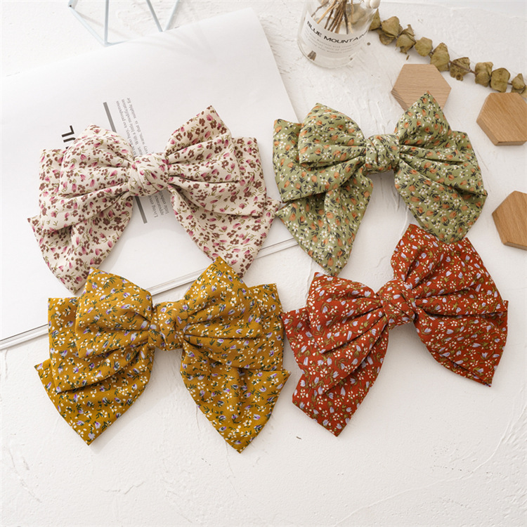 

Girls big Bows floral chiffon hairpins kids Three layers Bow hairclip children princess barrettes women hair accessory A2345, Mixed color;tell us you need color