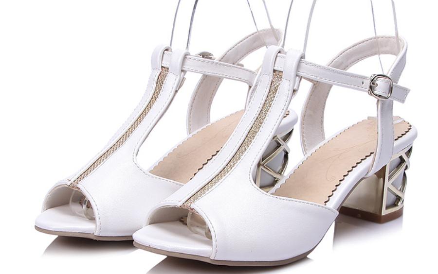 

2019 Women's Sandals in Summer with New style High heel Coarse heel @17, Sky blue