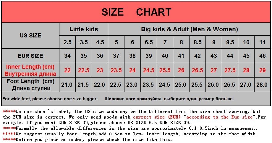 big kid sizes to women's shoe