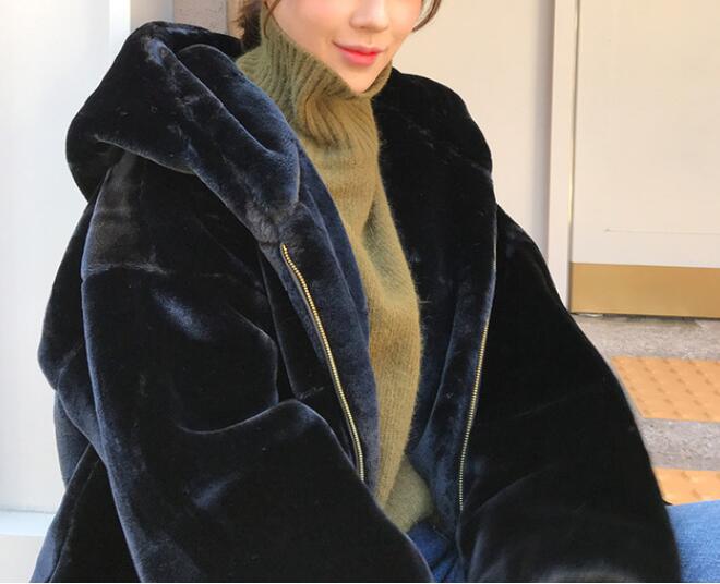 

Casual Style Hooded Warm Outwear Winter Women Faux Fur Thick Teddy Bear Coat Fashion Female Overcoat, Beige