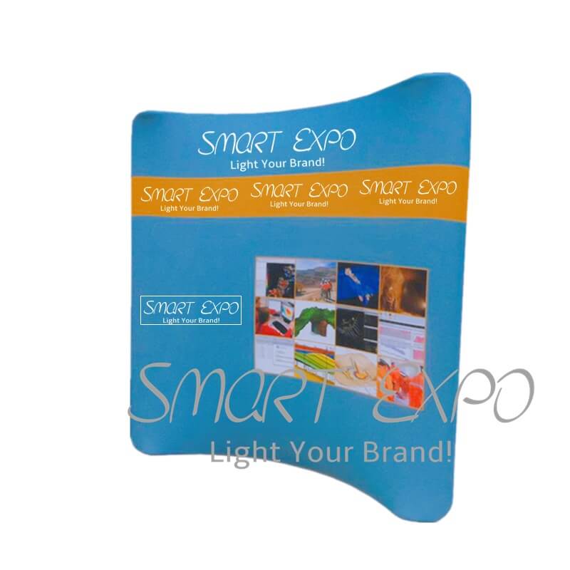 

8ft Horizontal Curved Tension Fabric Exhibition Display with Thick Aluminum Tube Tension Fabric Printed Graphic Portable Carry Bag
