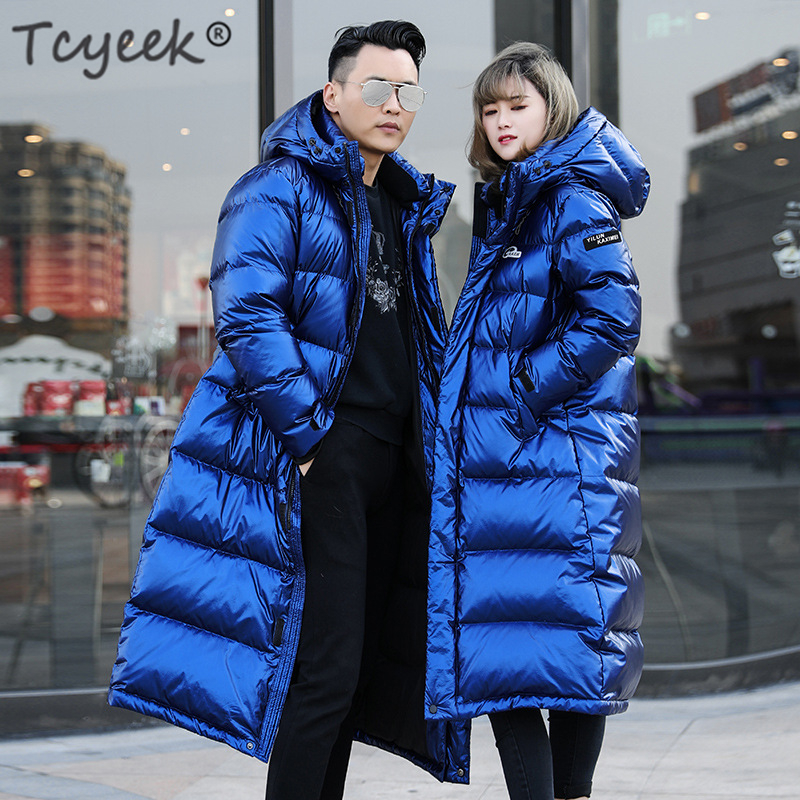 

Tcyeek Women' Down Jacket Hooded Thick Winter Coat Men Clothes 2019 Korean Warm Long Down Jackets Fashion Outwear K-8893, Black