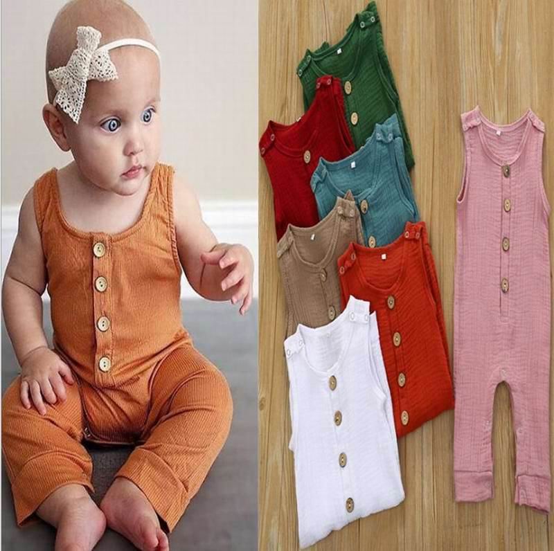 

Baby Boy Girl Romper Candy Color round collar Sleeveless Cotton Linen Overalls Toddler Clothing E40401, Blue green