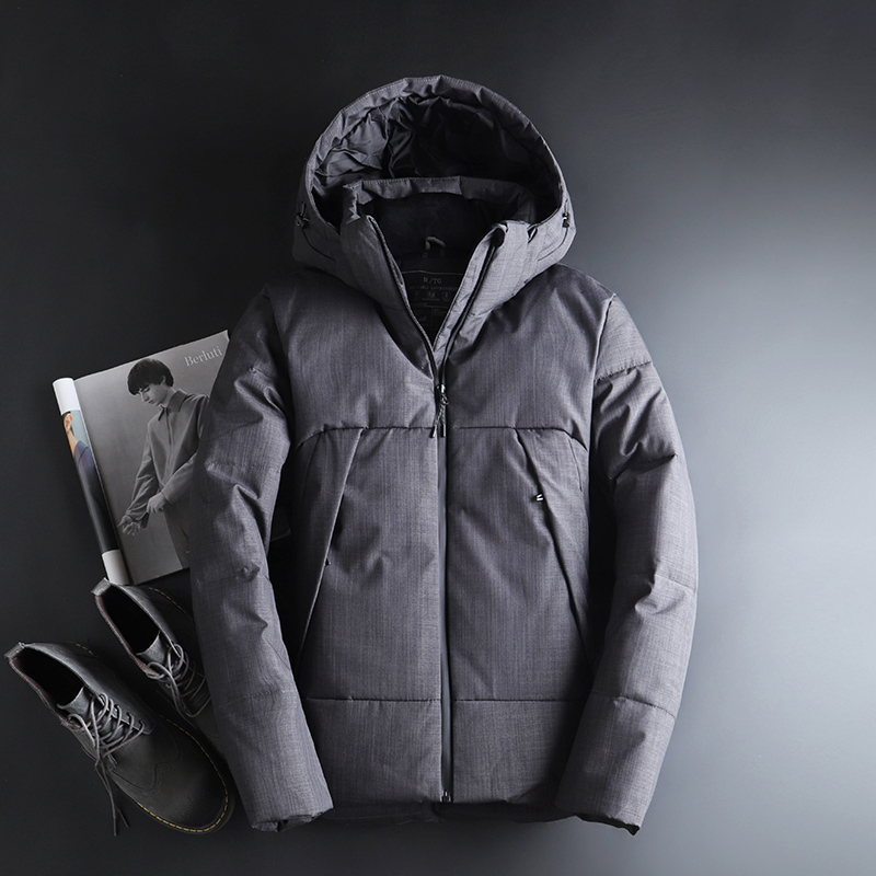 

2019 Novo High Quality Winter Warm Thicken Solid Men's Hooded Parkas Casual Male Slim Zipper Pocket Down Coat Jackets, Black