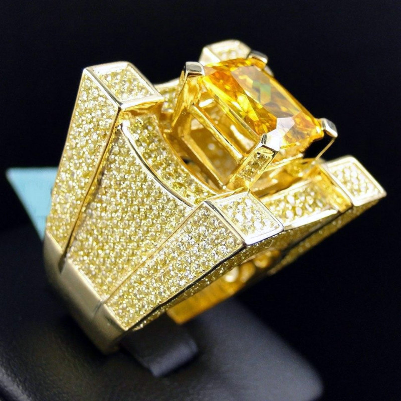 

New Fashion Jewelry Silver and Gold Plated Hip hop men's Diamond 2 Color ring Size 6-13