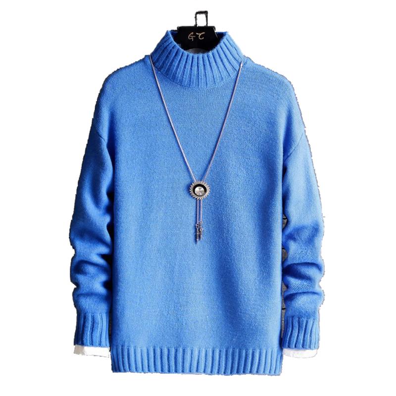 

Pullover Korean Trend Sweaters Men Turtleneck Simple All-match Soft Warm Winter Daily Knitting Sweater Mens Leisure Clothing New, Black