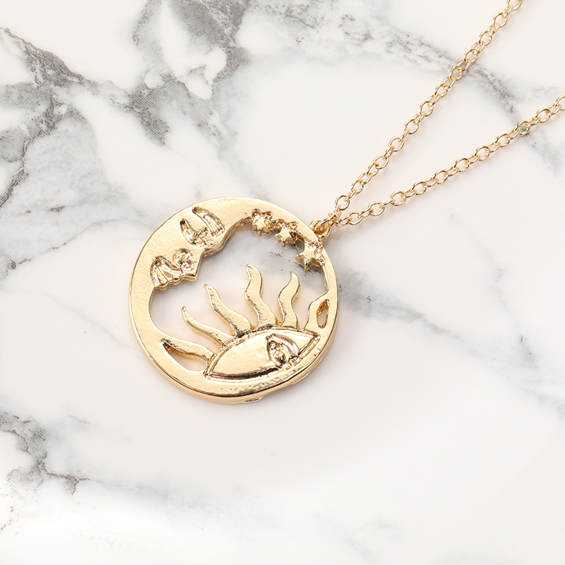 10pcs Round Apollo Luna Face Necklace Unique Smiling Sun and Moon God Jewelry Necklace for BFF-image-475194963