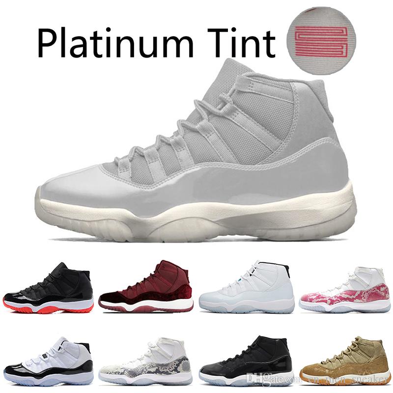 Mens Basketball Shoes XI 11s New Bred 2019 Platinum Tint High Velvet Heiress Blue Space Jam 45 women Men Athletic Sports Designer Sneakers
