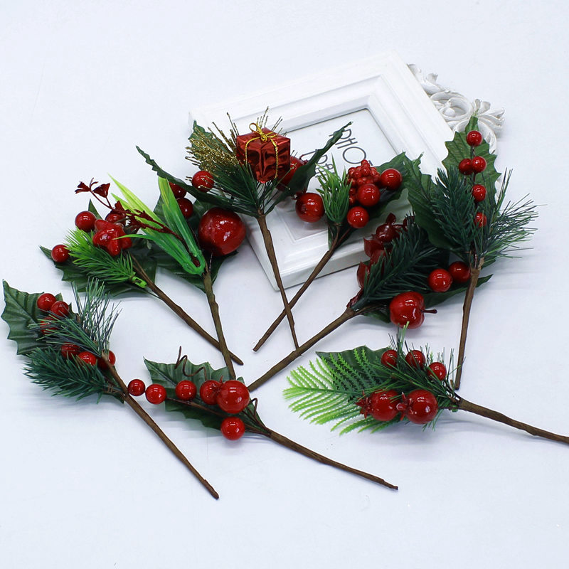 

10 Branch Artificial Pine Plant Simulation DIY Cut Paste Gift Box Decoration Handicr Christmas Tree Decoration Accessories