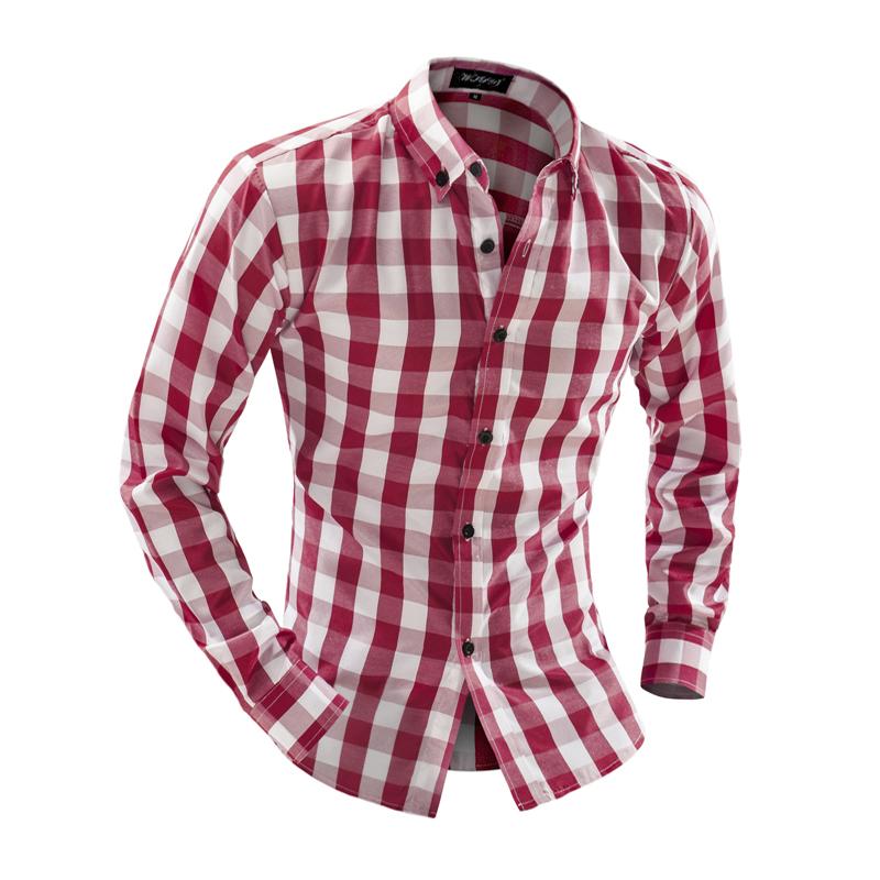 

2016 New Men's Plaid Shirts Long Sleeve Casual Men Shirts Slim Fit Camisa Masculina For Men, Gray