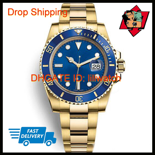 

Top Luxury Mens Watches Mechanical Stainless Steel Automatic Gold Watch with Crown Sports Self-wind Blue Watches 116610 Wristwatches, Box
