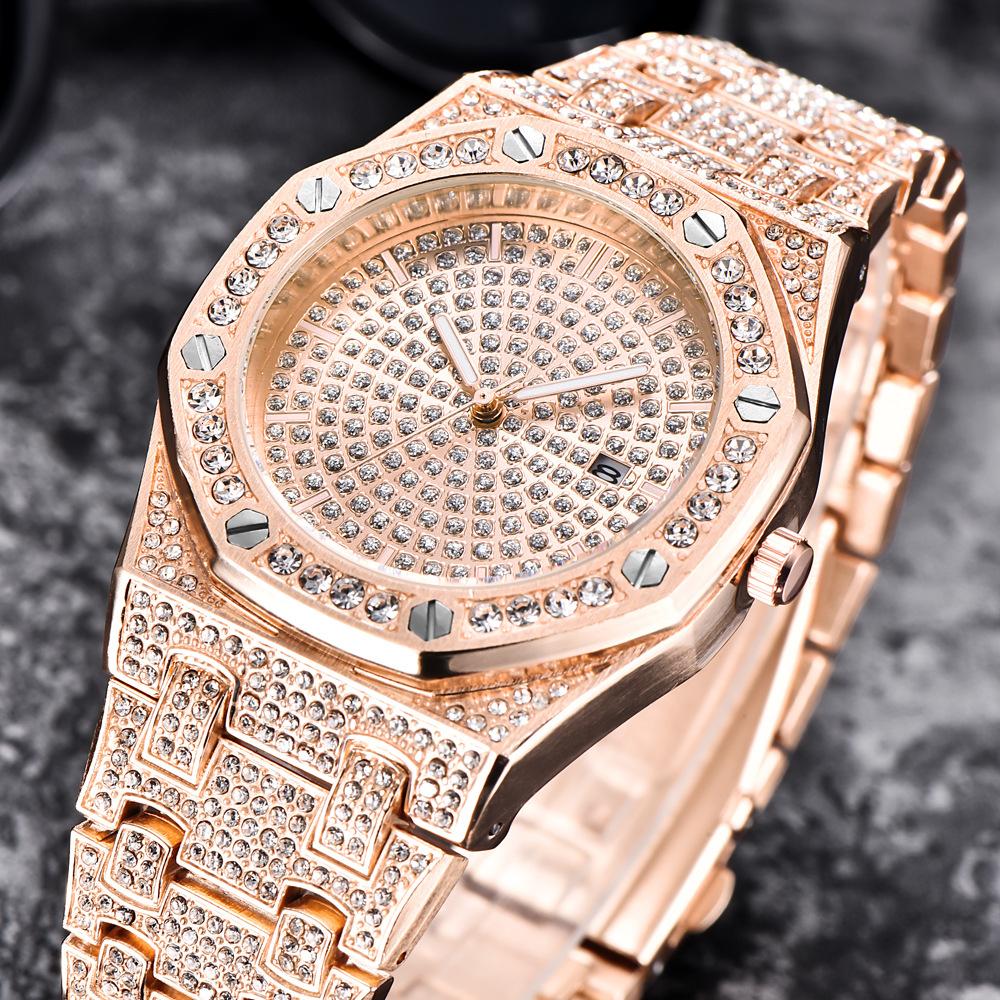 Bling Diamond Watch For Men Iced Out Luxury Mens Quartz Watches Man