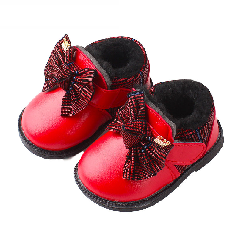 

11.5-13.5cm Winter Warm Baby Shoes Martin Boots Leather Girls Snow Boots