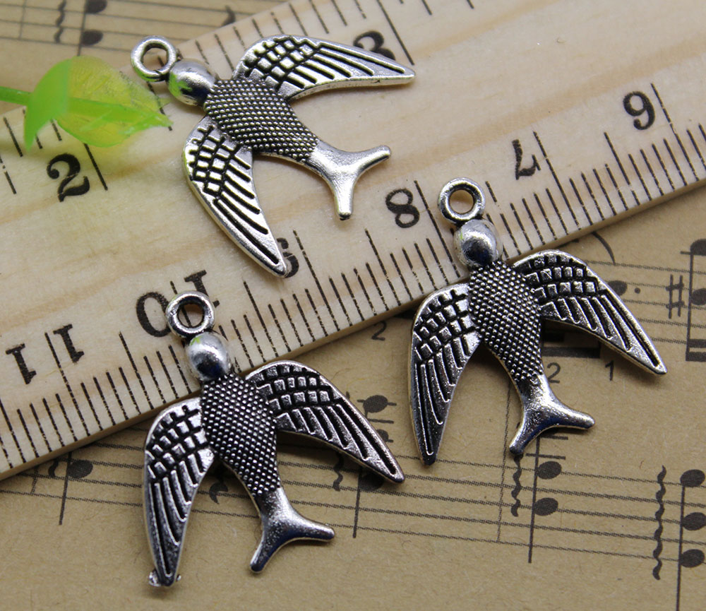 

Wholesale 100pcs Swift Alloy Charms Pendant Retro Jewelry Making DIY Keychain Ancient Silver Pendant For Bracelet Earrings 21x20mm