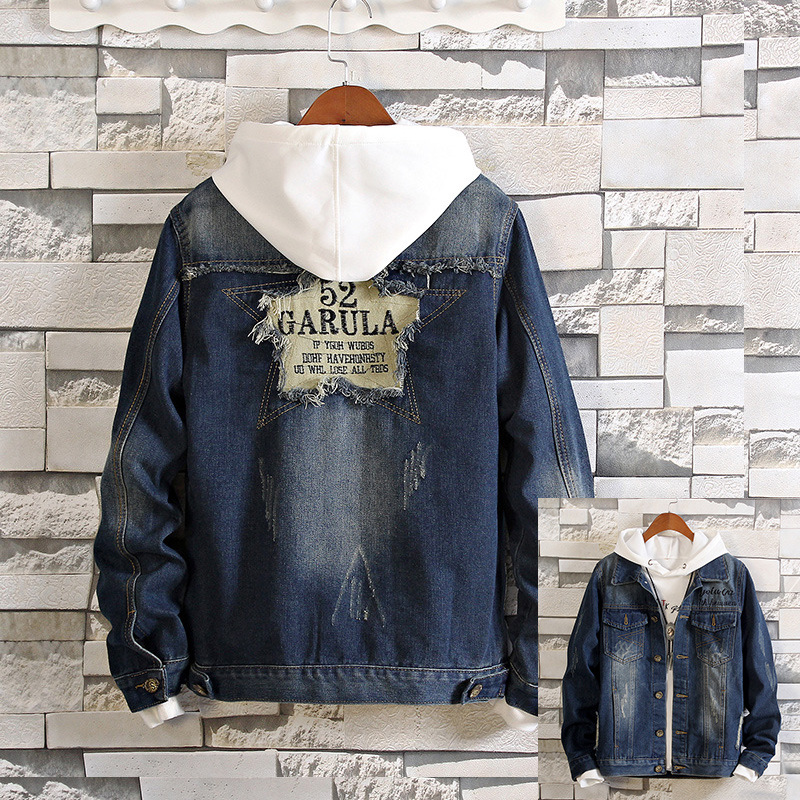 

Wholesale 2020 Hong Kong Style Youth Men' Denim Jacket Spring Korean Breakout Loose Shoulder Loose Casual Denim Jacket Men, Black