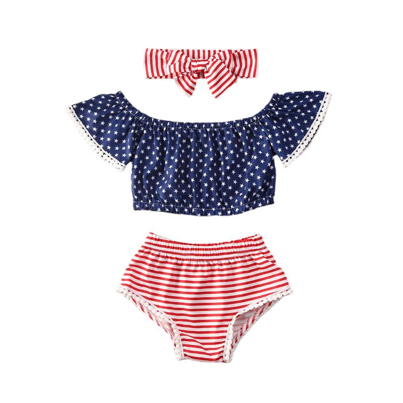 

Independence Day Clothes Toddler Kids Baby Girl National Flag Outfits Crop Tops Shorts Short Pants Set 0-3Years, As pic