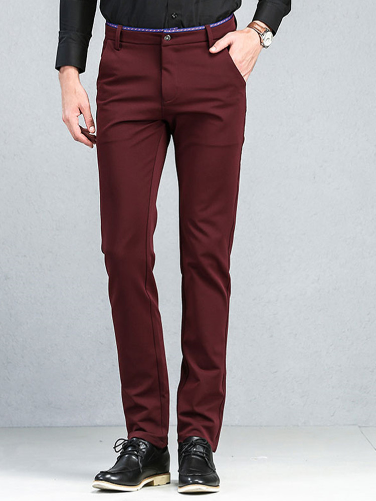 

Men Suit Pants Blazer Dress Pants Slim Fit Stretch Casual Formal Wedding Wear Business Party Pants Burgundy Black, Red