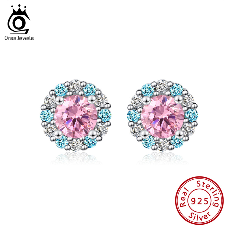

ORSA JEWELS 100% 925 Sterling Silver Stud Earrings for Women Silver Petite Round Earrings Stud Fine Jewelry Tiny brincos SE295