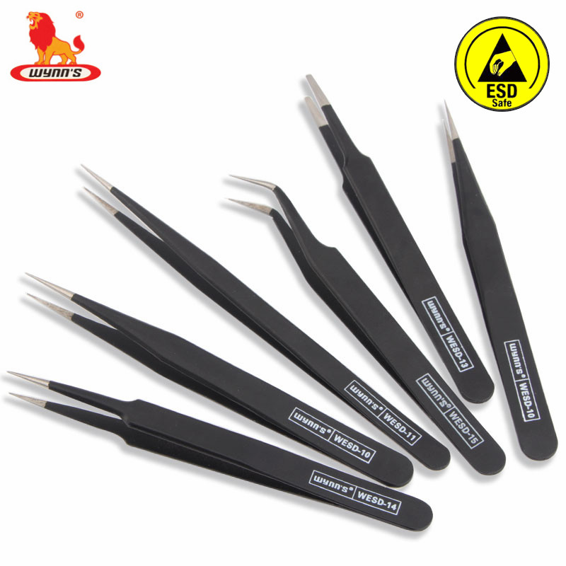 

Anti-static Tweezers ESD Stainless Steel Curved Straight Tweezers Electronic Maintenance Industrial Precision Repair Tools