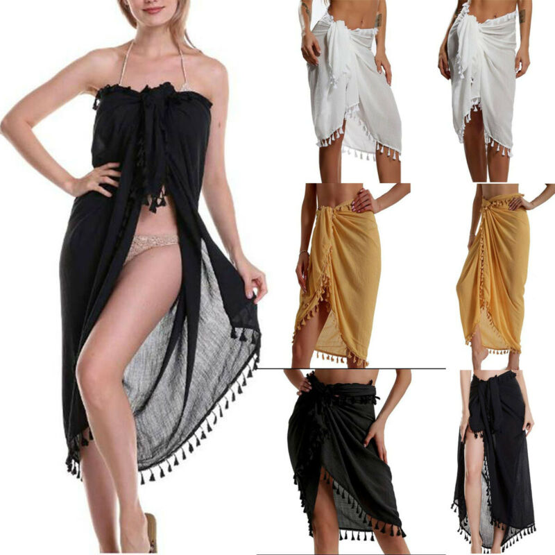 

Women Beach Bikini Cover Up Solid Color Pareo Chiffon Wrap Ladies Casual Sarong Scarf Beachwear Bathing Suit Beachwear Swimsuits