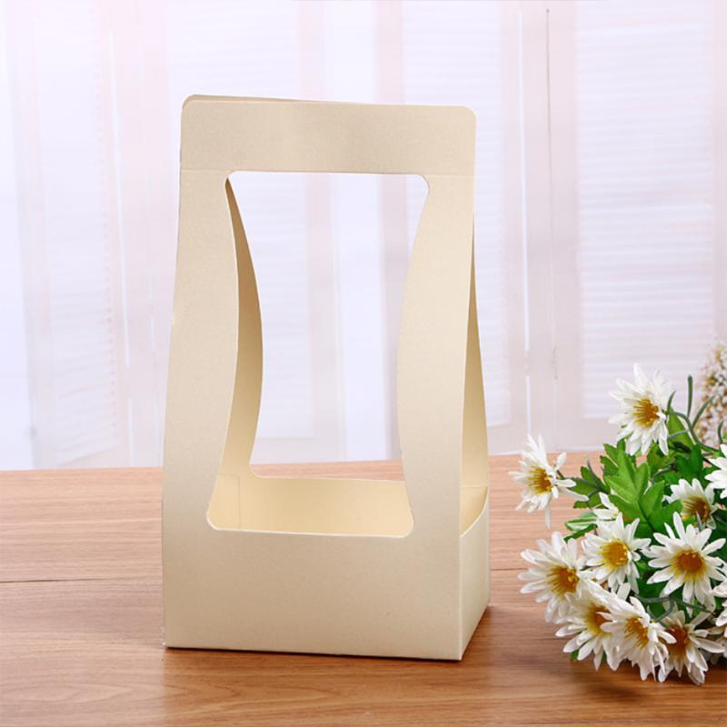 

5pcs/lot Foldable Flower Box Waterproof Paper Packing Bag Florist Carrier Handmade Bouquet Basket Wedding Valentine's Day Gift