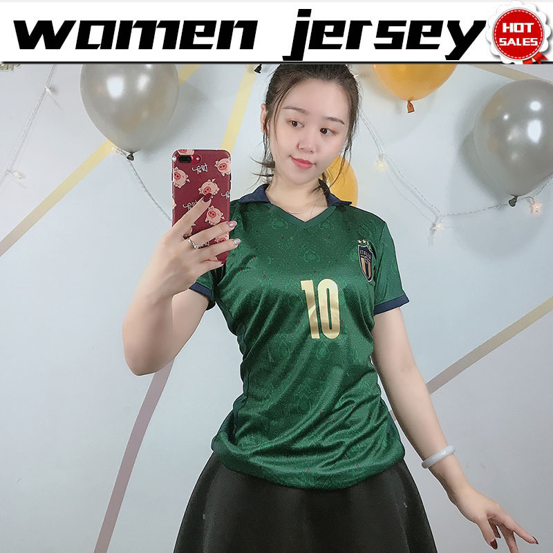 

Women Jerseys Italy away Soccer Jersey 19/20 female third green BONUCCI INSIGNE CHIELLI Soccer Shirt nation team 2020 girl Football Uniform, No name