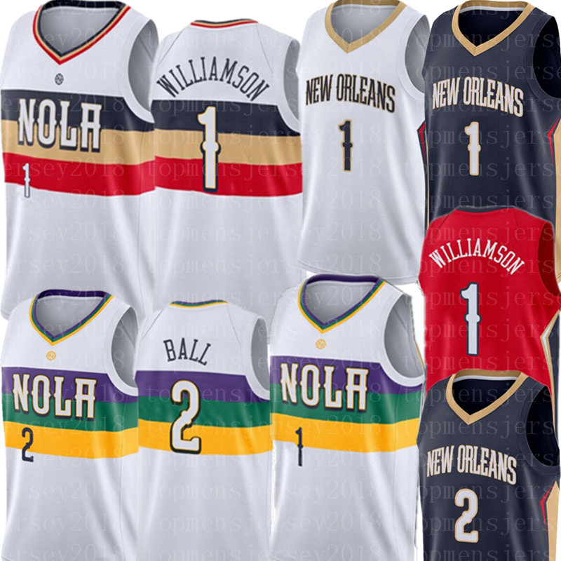 

New Orleans Pelicans Zion1 Williamson Jersey Men's Lonzo 2 Ball Basketball Jerseys S-XXL 2021 New 1 Williamson Jersey