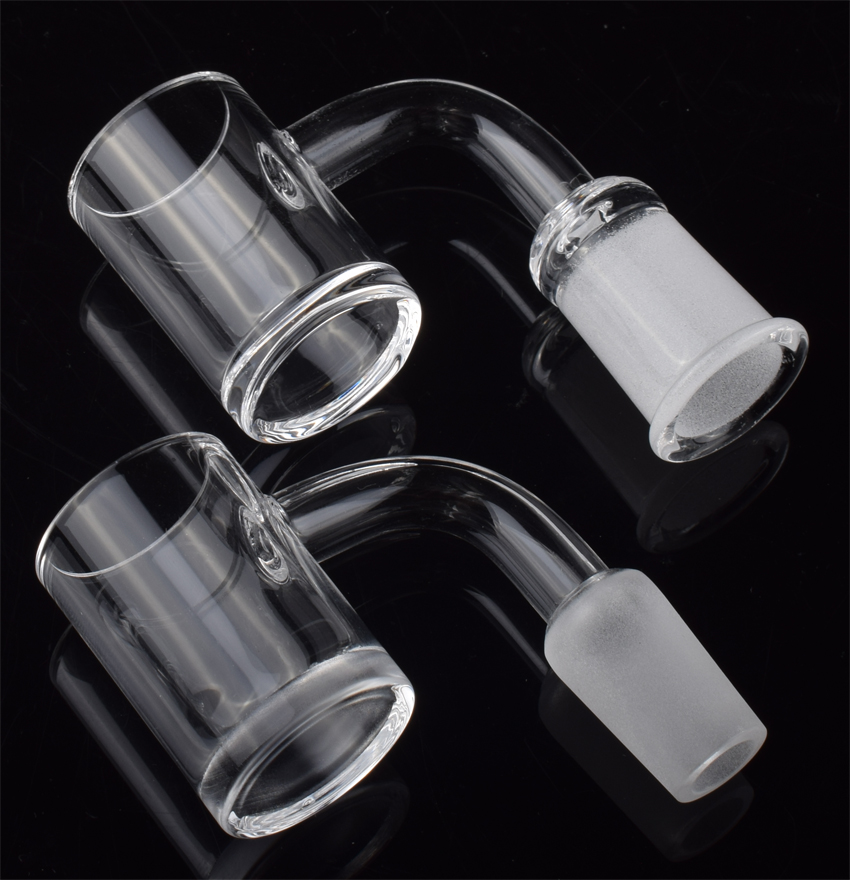 

Latest 45&90 degrees quartz banger With 5mm clear bottom 10mm 14mm 18mm male female quartz banger nails for glass recycler oil rig