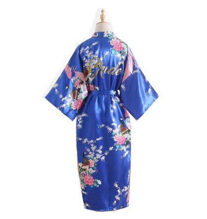 

Royal blue robe bride satin kimono robe women wedding sister of the bride printing bridesmaid bridal party robes, Royal sister bride