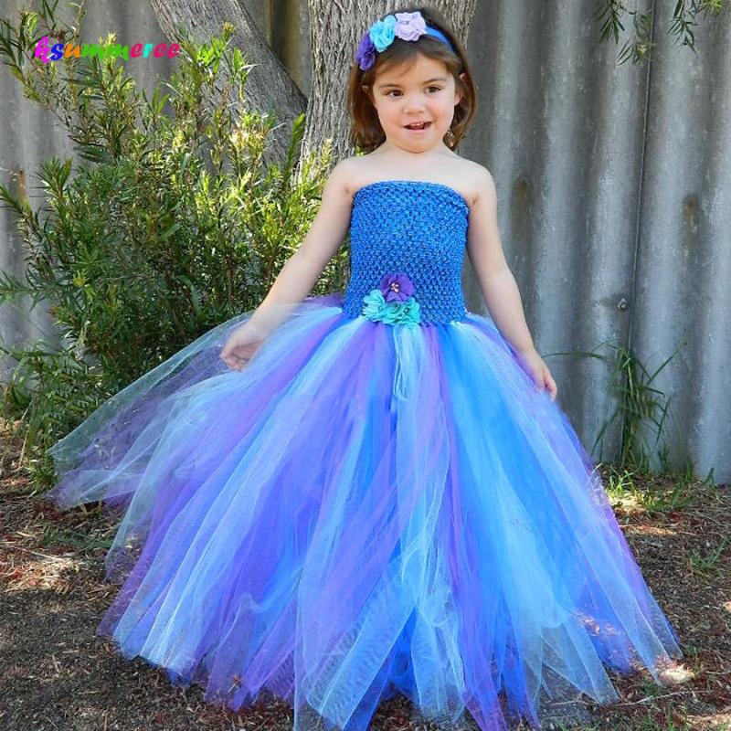

Ksummeree Girls Pretty Peacock Tutu Dress with Headband Kids Birthday Party Wedding Outfit Vintage Pageant Dress TS123, Color 2