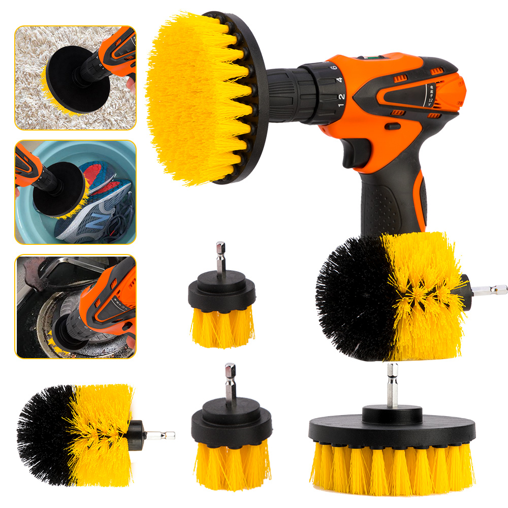 

3pcs/Set Power Drill Brush 1/4 Brushs Clean For Bathroom Kitchen Tile Grout Cordless Scrub Cleaning Kit Power Tools Accessories