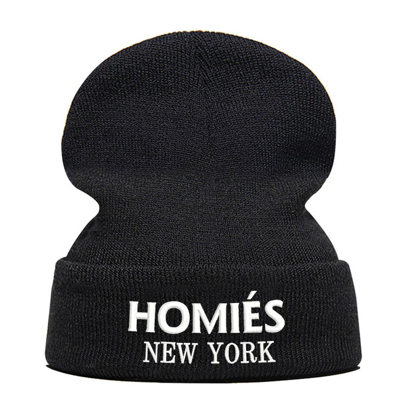 

High Quality Winter Beanie Hats Embroider Letter Fashion Warm Cap Unisex Elasticity Knit Beanie Black Hip-hop Hat Dropshipping