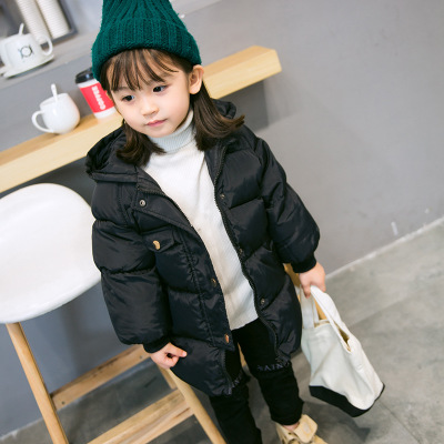 

Kids Designer Down Jacket Boys and Girls Medium and Long Section Coat Baby Thick Hooded Jacket Solid Color Down Coat 2019 Winter, Black