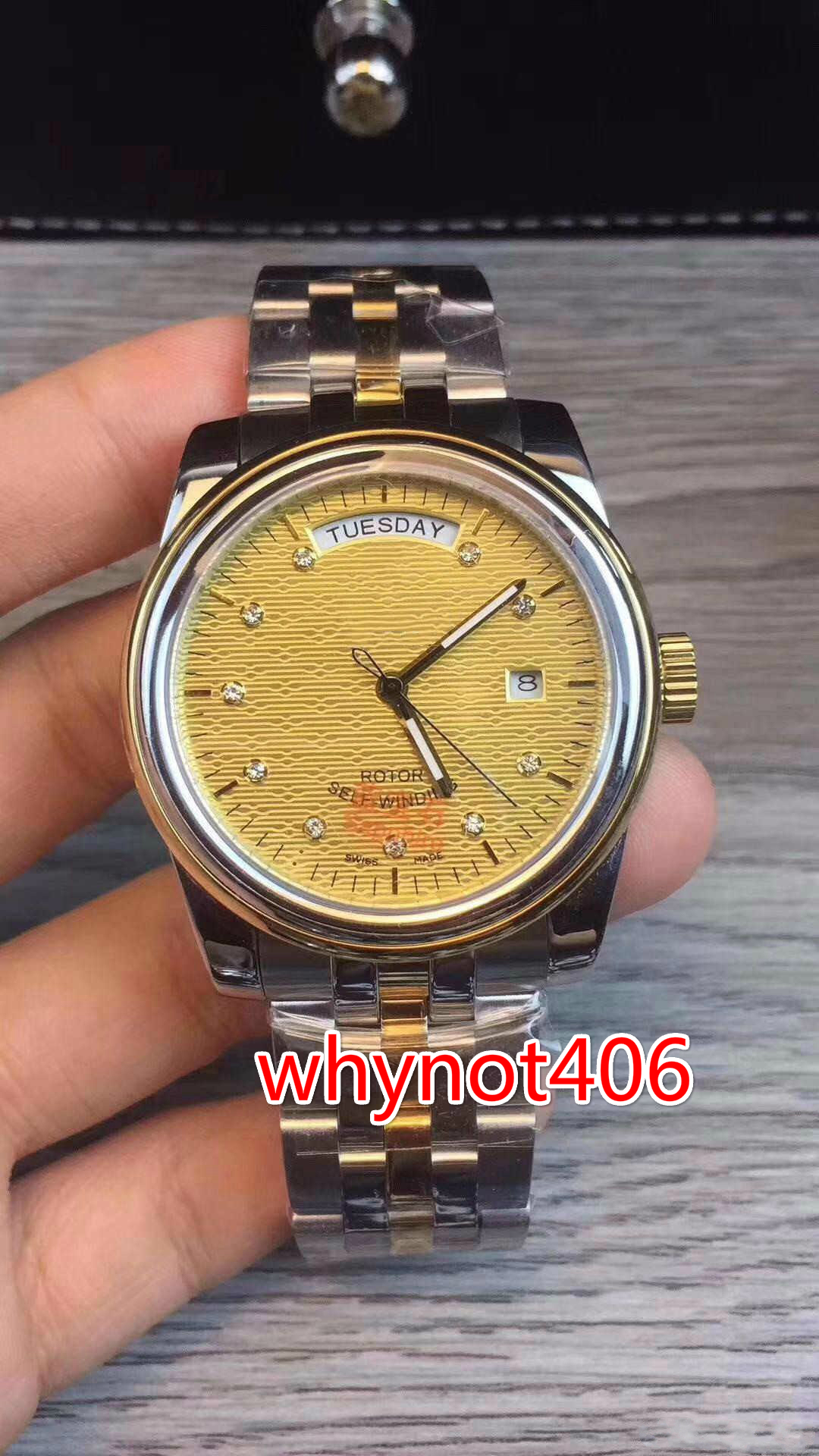 

Men 39mm automatic mechanical watch 56003-68063 gold ring gold steel strap, sapphire luxury stainless steel mechanical watch factory sales