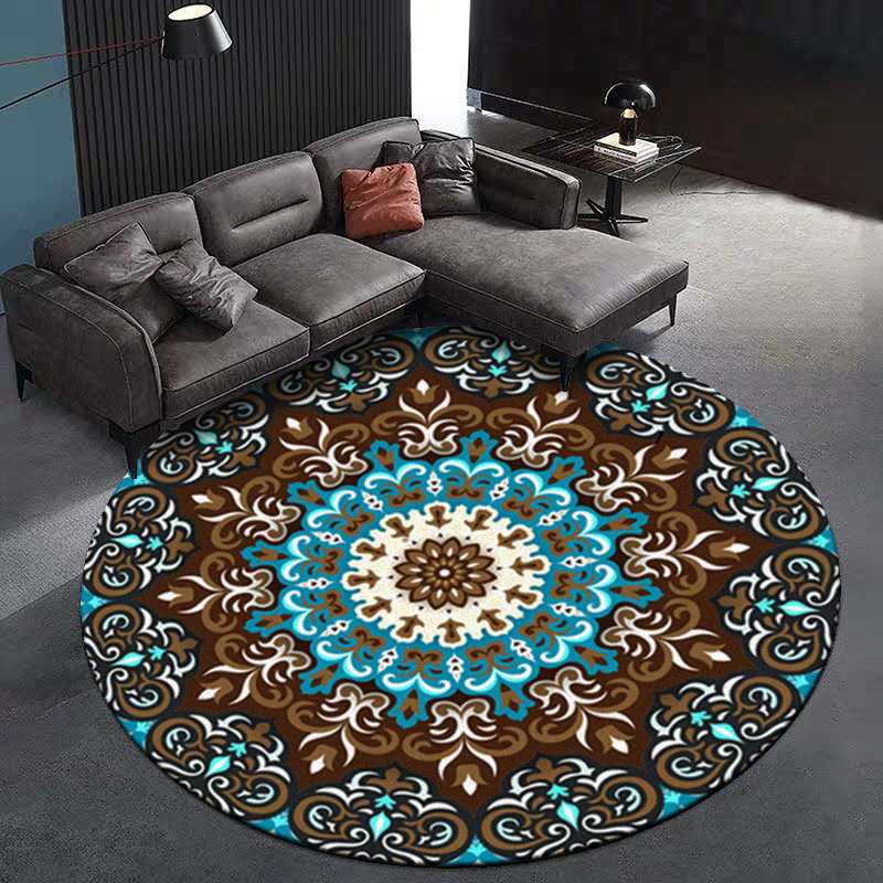 

Carpets Round Carpet Mandala Flower Printed Soft For Living Room Anti-slip Rug Chair Floor Mat Home Decor Kids, Style 3