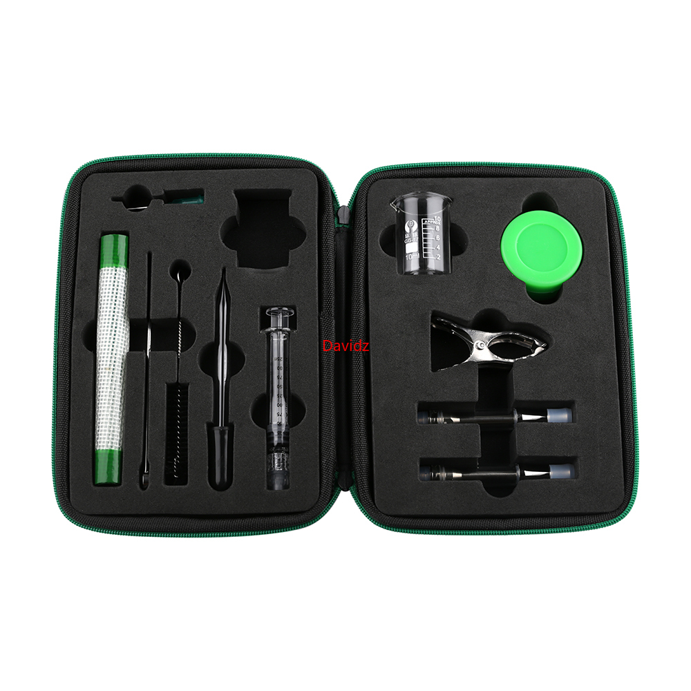 

Original LTQ Terp Done Tool Kit With Syringe Beaker Dropper Muddler Brush Silicone Mat Container Beaker Clamp Dropper 2pcs Tank Cartridges