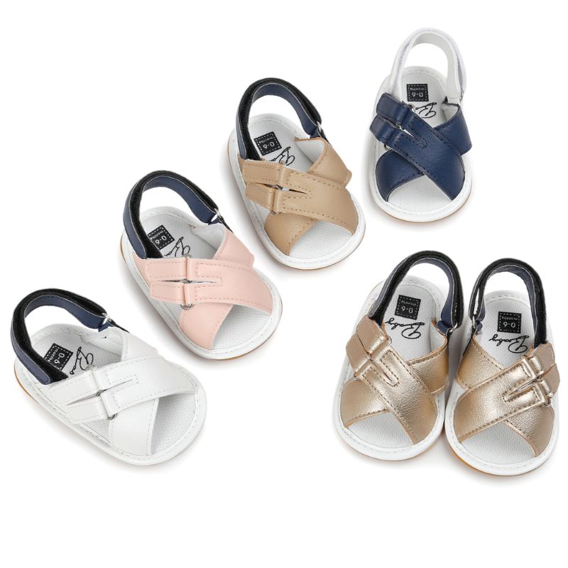 

Drop Ship. Newborn Baby Shoes Infant Toddler Buckle First Walkers Cross Beach Rubber Soled Summer Shoes for -18M, Blue