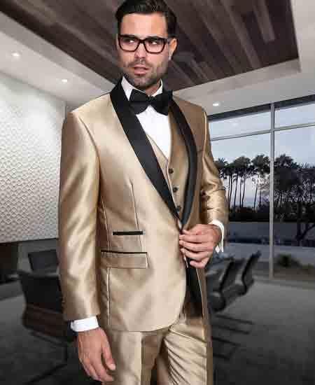 

Fashionable One Button Groomsmen Shawl Lapel Groom Tuxedos Men Suits Wedding/Prom/Dinner Best Man Blazer(Jacket+Pants+Tie+Vest) 814, Same as image