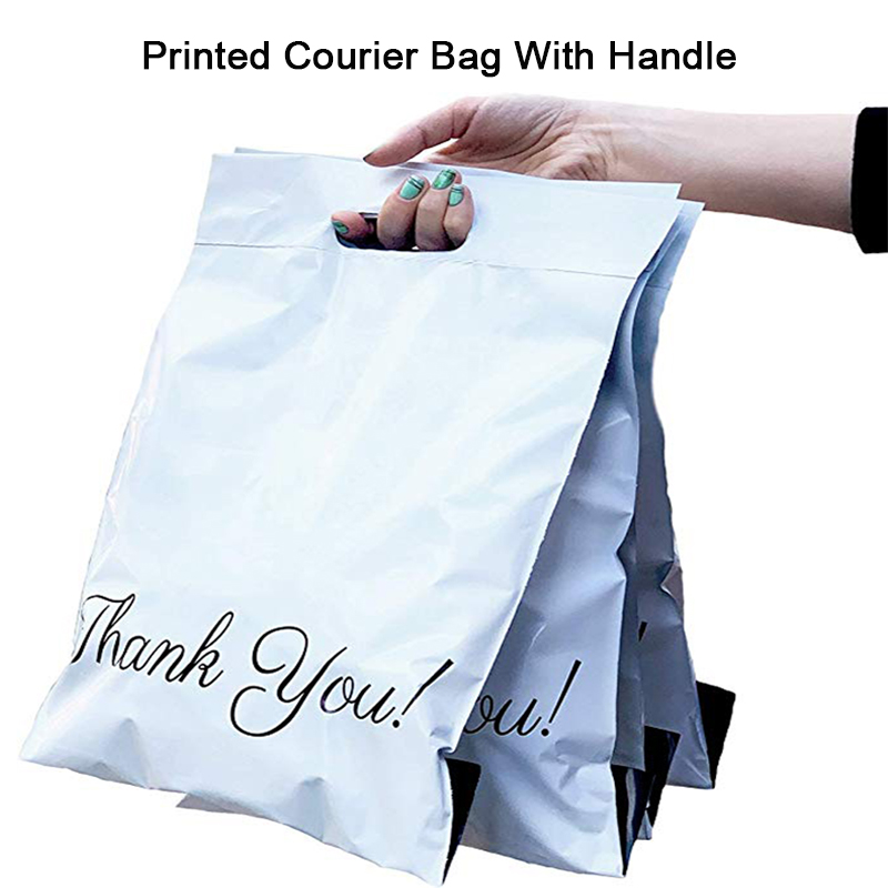 

50pcs Printed Tote Bag Express Bag with handle Courier Self-Seal Adhesive Thick Waterproof Plastic Poly Envelope Mailing