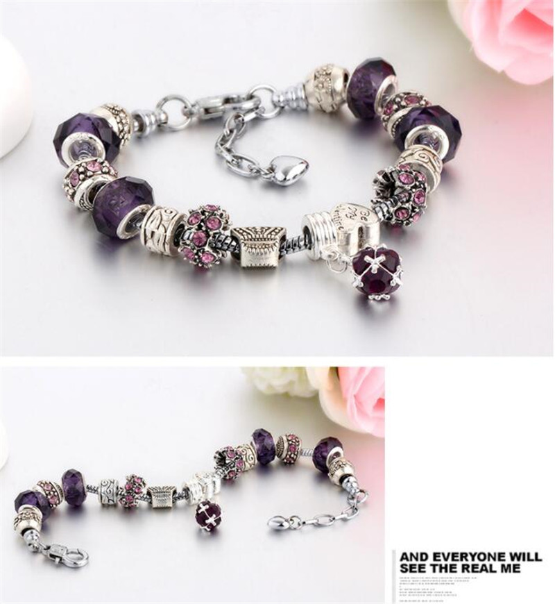 

Wholesale-Fashion 925 Sterling Silver Daisies Murano Glass&Crystal European Charm Beads Fits Charm bracelets Style Bracelets 20+3CM