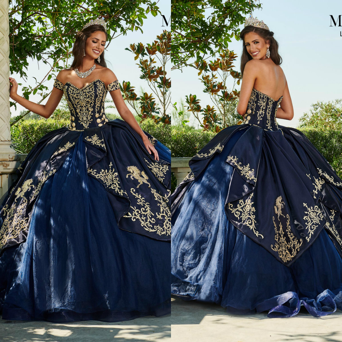 

2020 Navy Quinceanera Dresses Gold Appliques Sweetheart Princess Ball Gown Sweet 16 Tulle Princess Prom Dress Evening Gowns