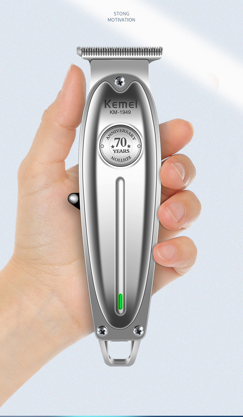 

Kemei 1949 Professional Hair Clipper All Metal Men Electric Cordless Hair Trimmer 0mm Baldheaded T Blade Finish Haircut Machine