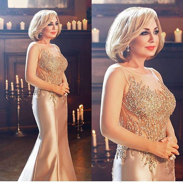 2020 perles d'or de sirène mère de la Fête Robes de mariée arabe Dubaï Robes robe de soirée élégante robe de soirée Abendkleider